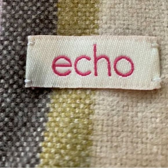 Echo/Winter Rectangle Scarf Fringe/Beige Pink Gold Plaid/10" x 66"/4" Fringe - Picture 5 of 5
